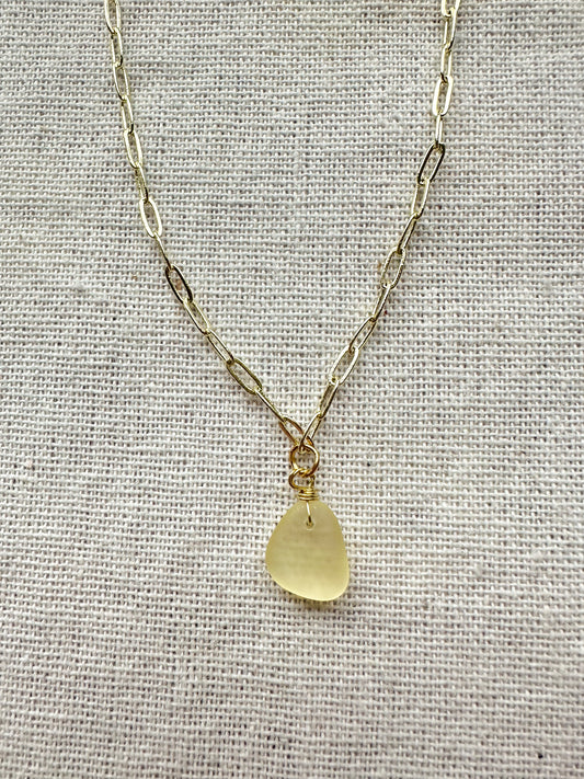 The Lihue Yellow Sea Glass Chain