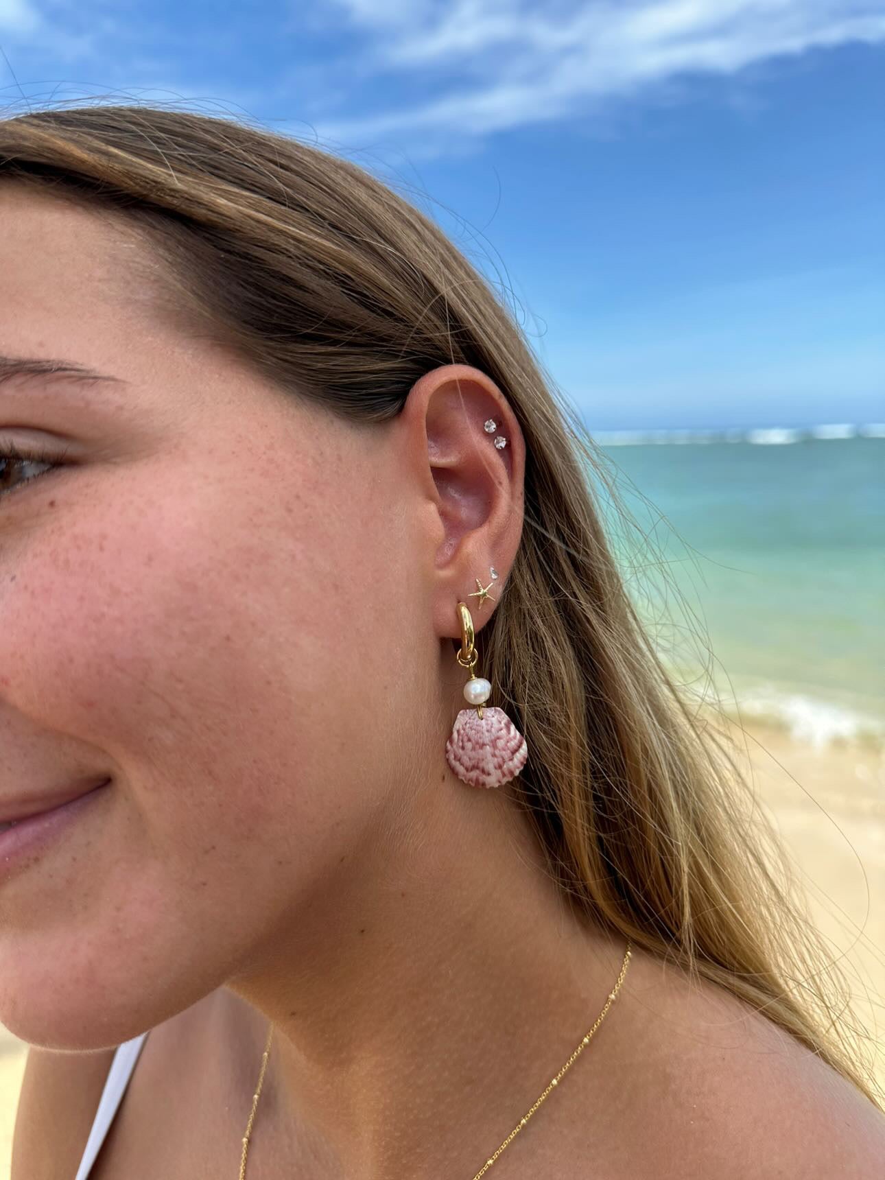 The Grandview Gold Calico Shell Hoops