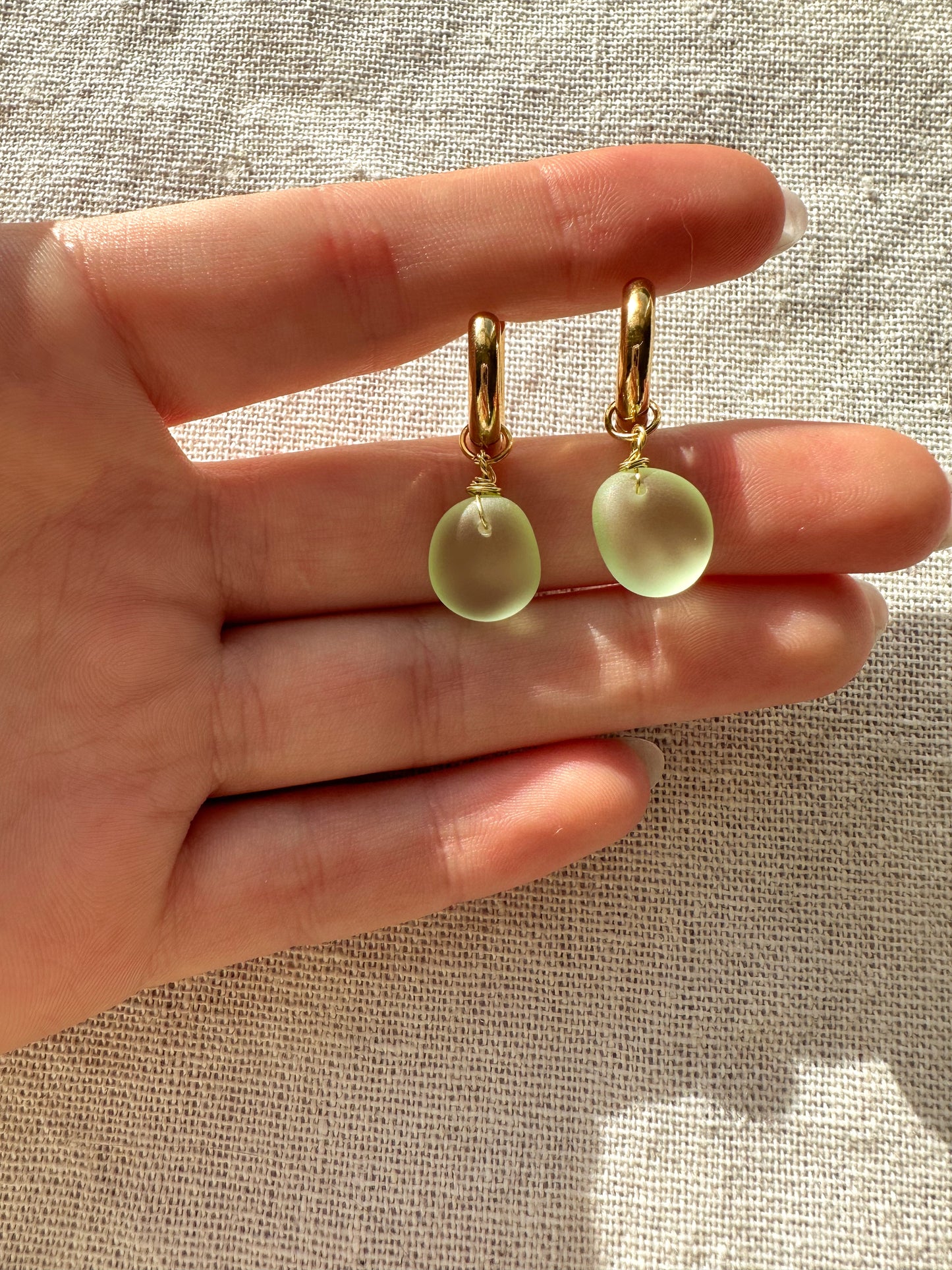 The Lihue Green Sea Glass Hoops