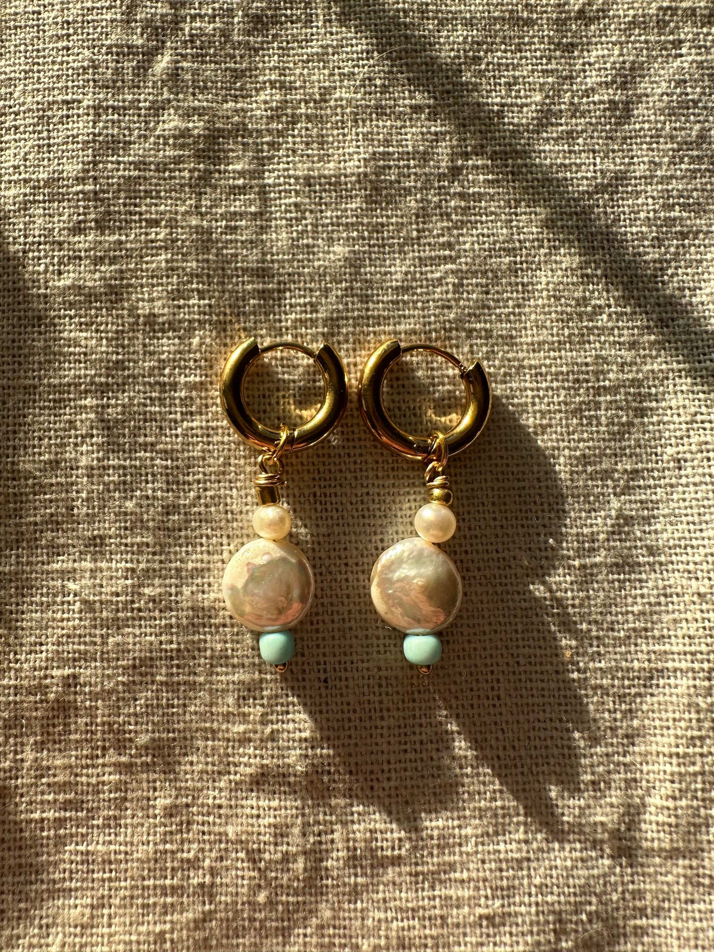 The Koa Flat Fresh Water Pearl Hoops