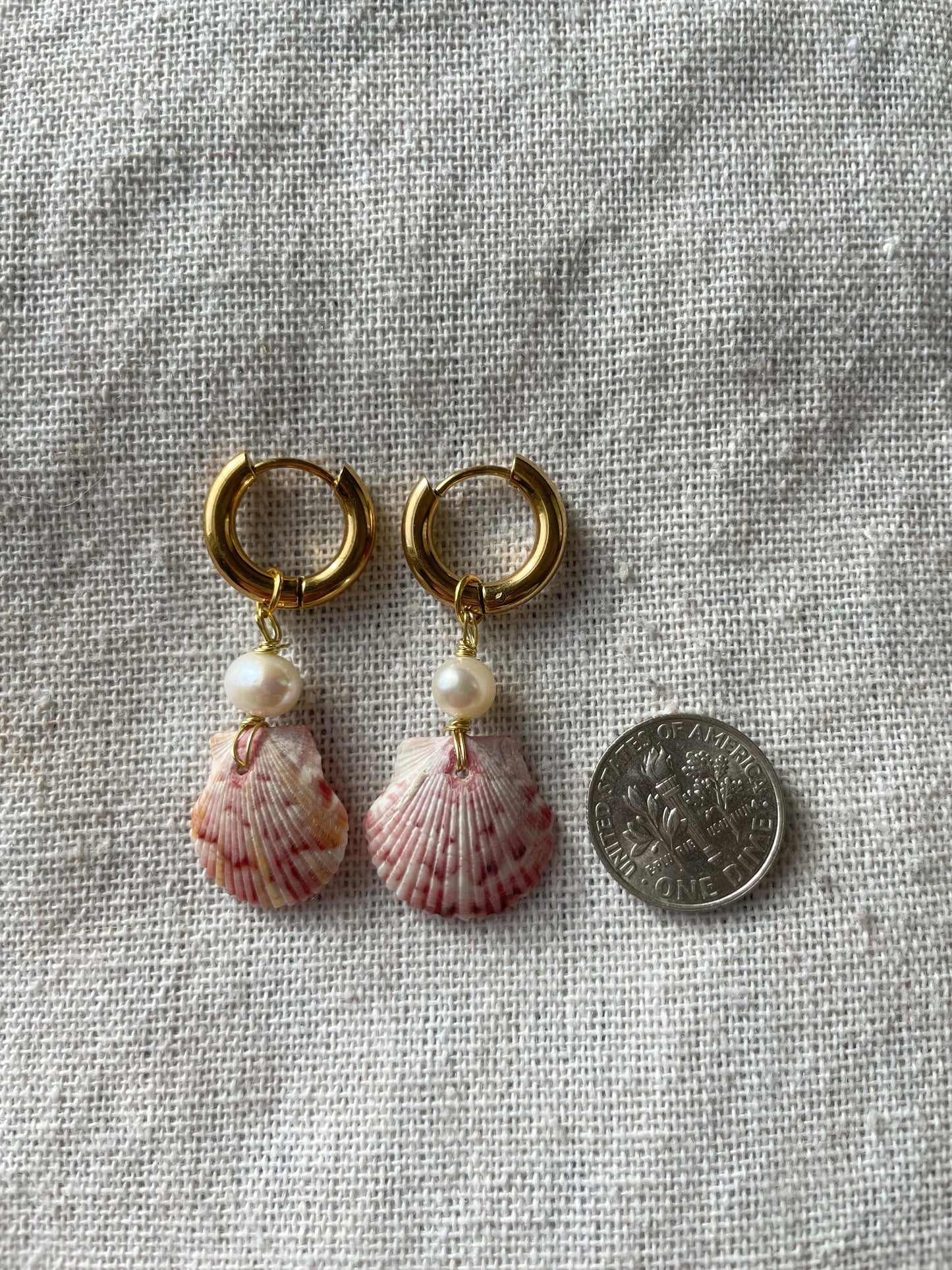 The Grandview Gold Calico Shell Hoops