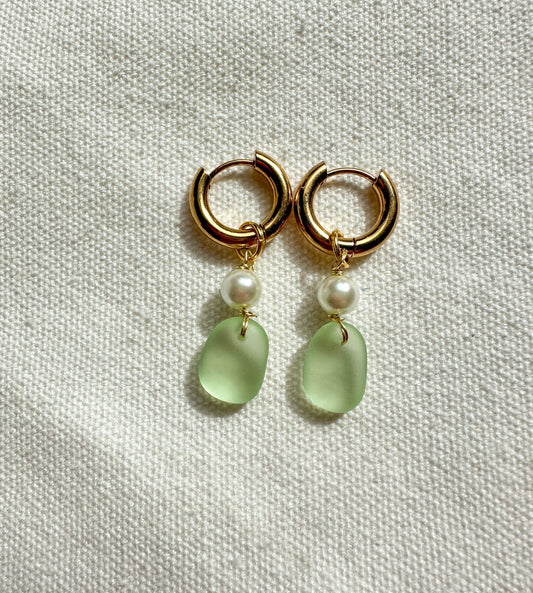 The Malia Green Sea Glass Hoops