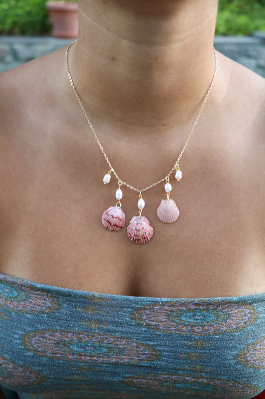 The Gold Anahola Calico Shell Droplet Necklace