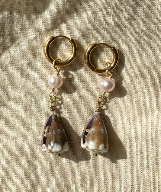 Gold Hawaiian Shell Hoops #2