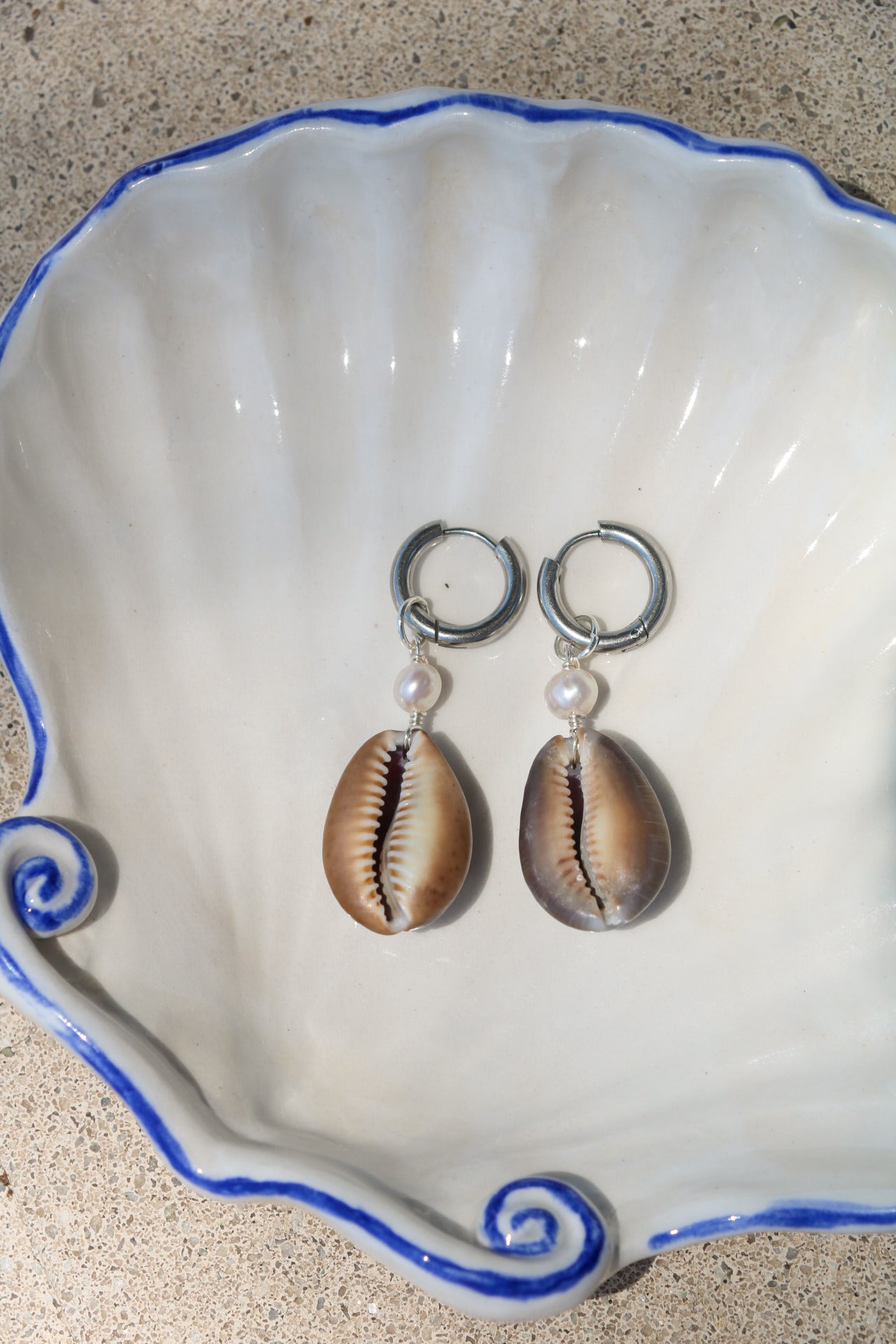 Brown Kaimana Silver Hoops