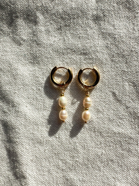 The Lolana Freshwater Pearl Gold Hoops