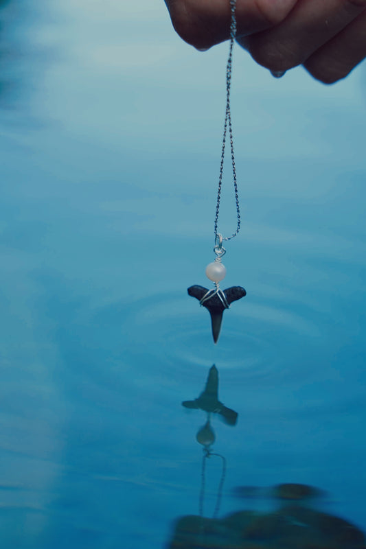 The Silver Halona Shark Tooth Pearl Necklace