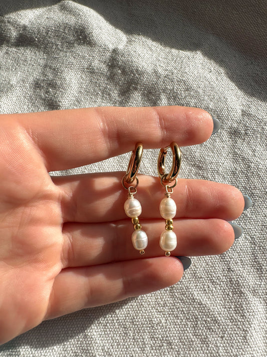 The Moana Freshwater Pearl Gold Hoops