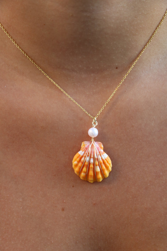Gold Sunrise Shell Necklace #1