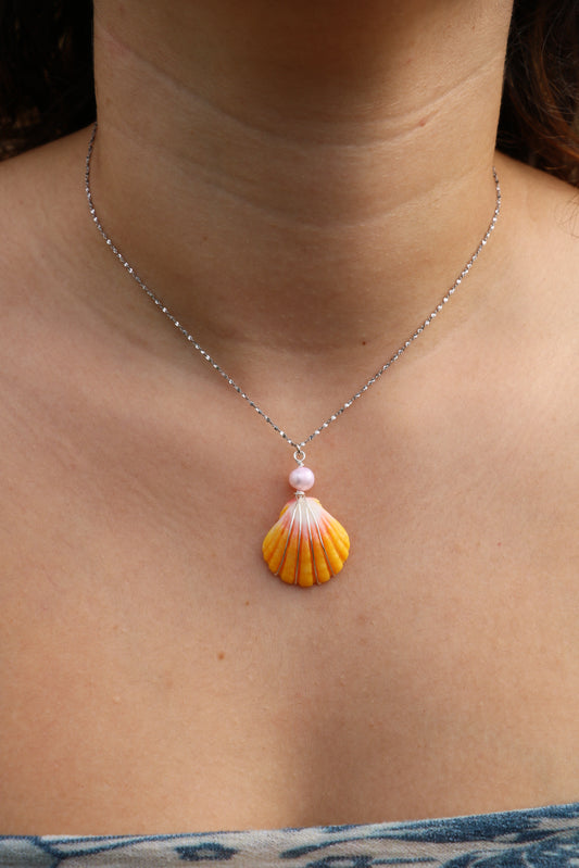 Silver Sunrise Shell Necklace