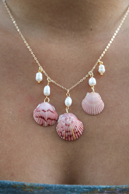 The Gold Anahola Calico Shell Droplet Necklace