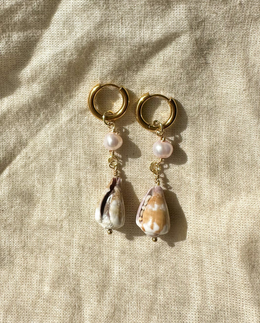 Gold Hawaiian Cone Shell Hoops #3