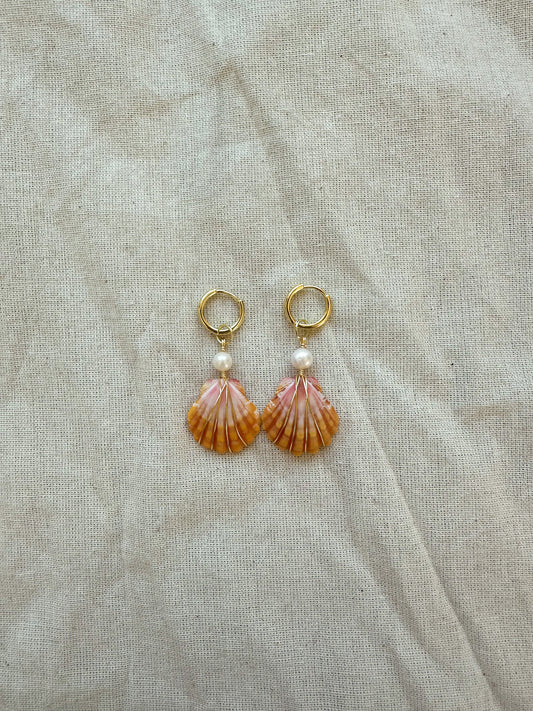 Sunrise Shell Gold Mini Hoops #1
