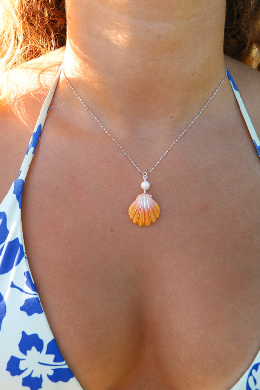 Silver Sunrise Shell Necklace