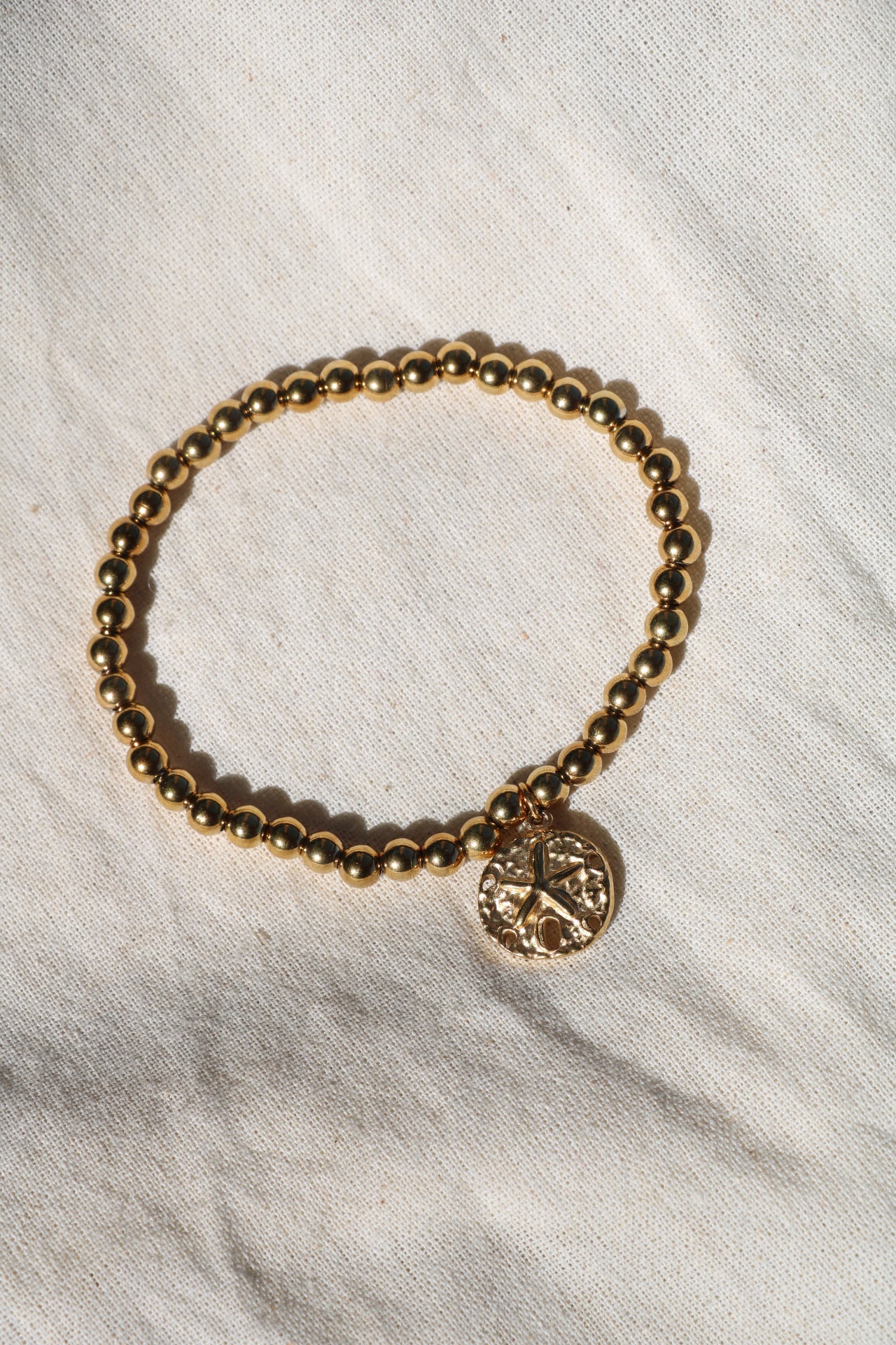 Gold Sand Dollar Beaded Bracelet