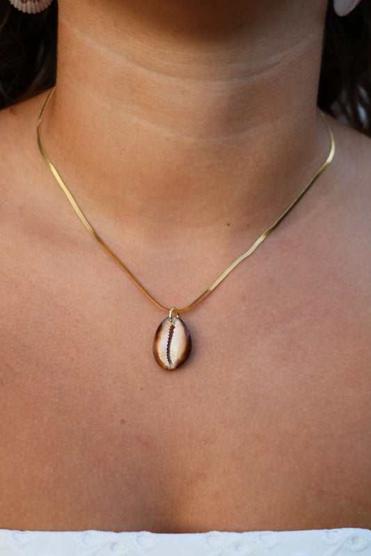 The Kuhio Brown Cowrie Gold Necklace