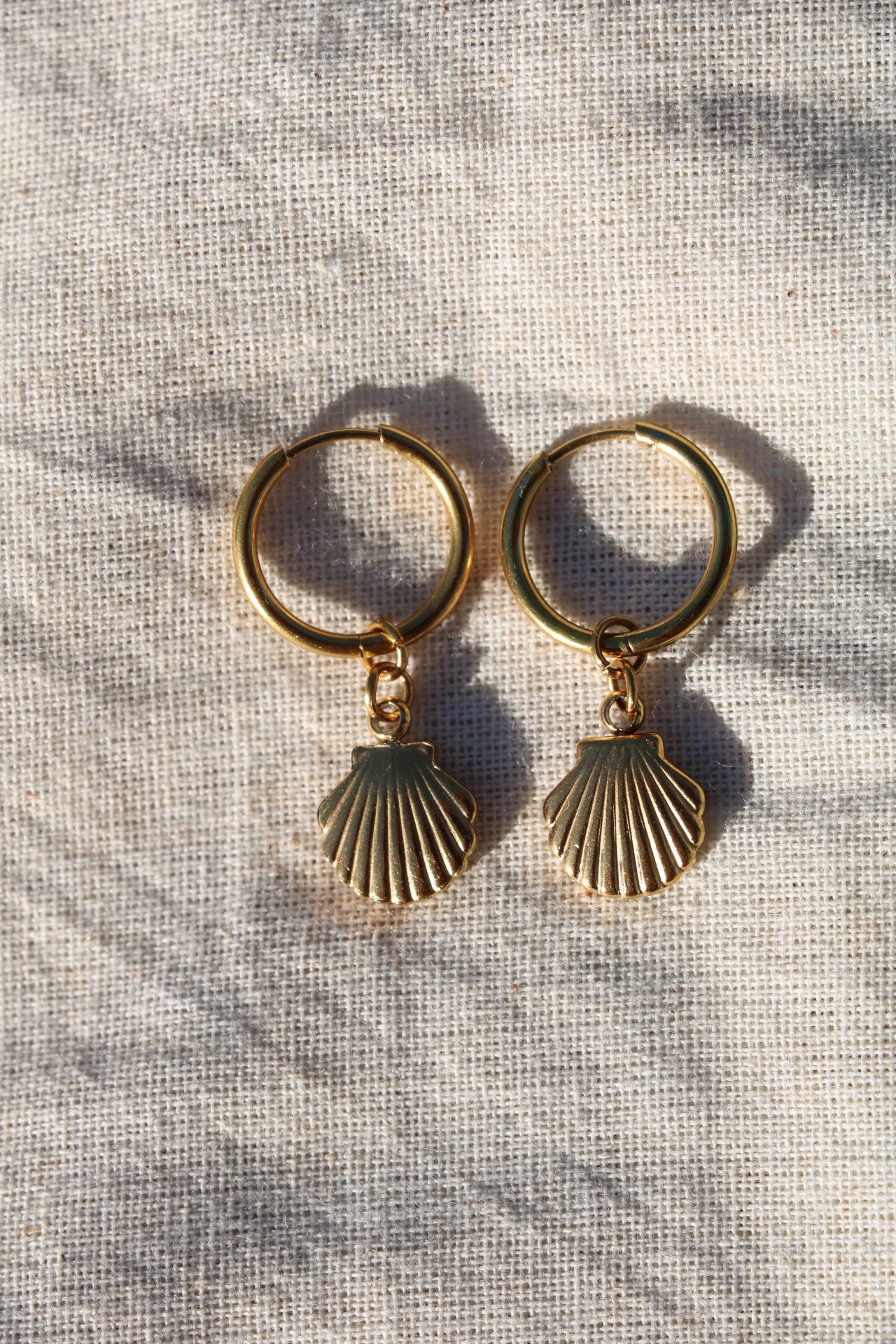 Gold Seashell Hoops