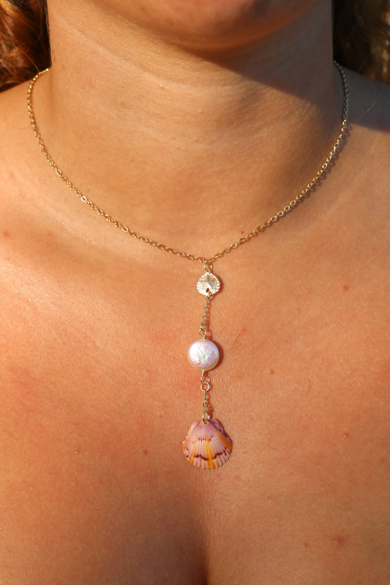 Laie Gold Calico Shell Droplet Necklace #1