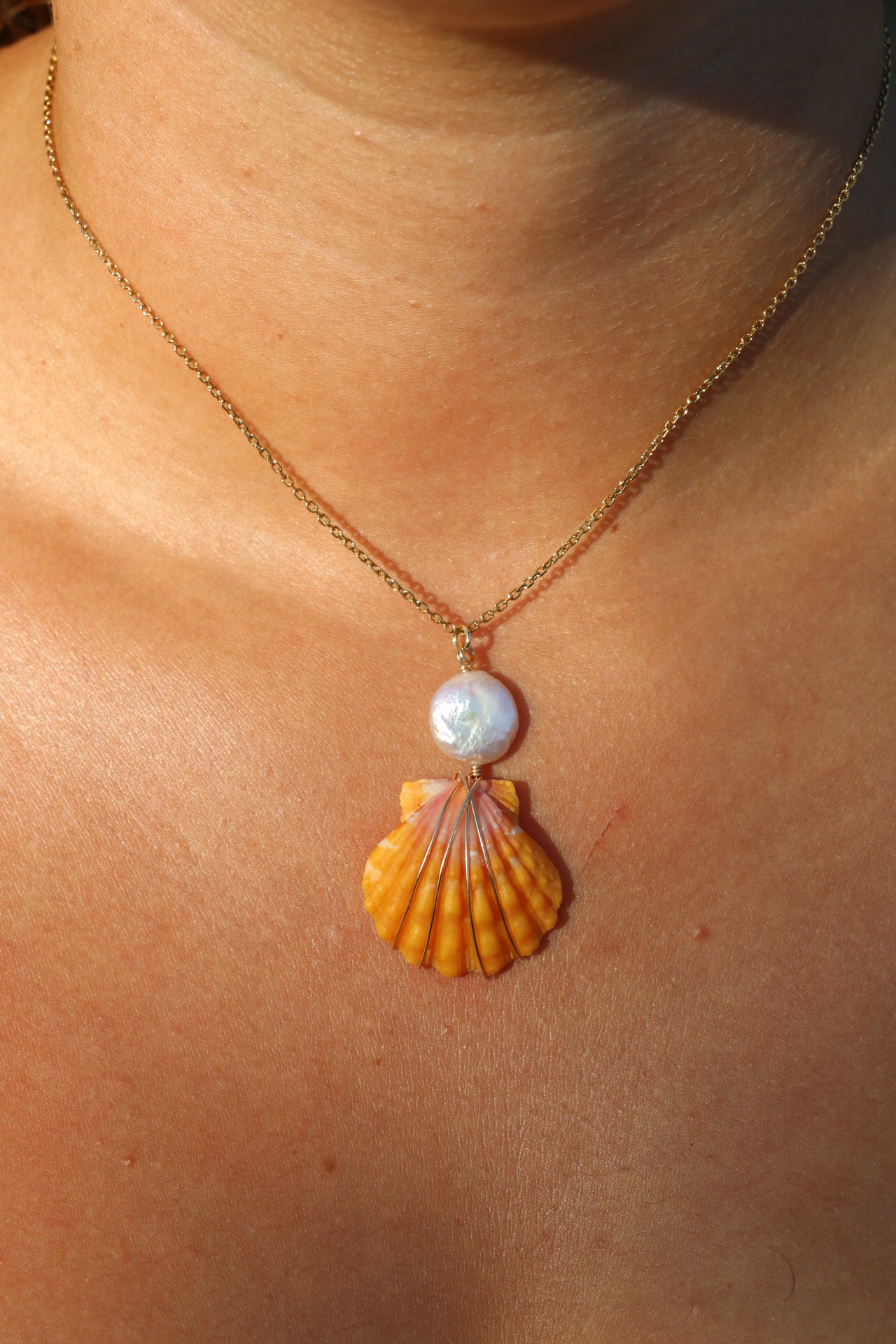 Gold Sunrise Shell Necklace