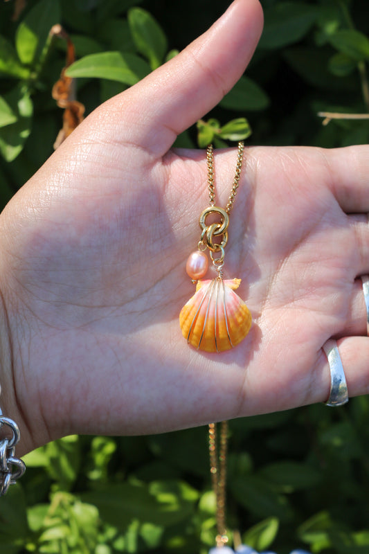Gold Sunrise Shell Charmed Necklace
