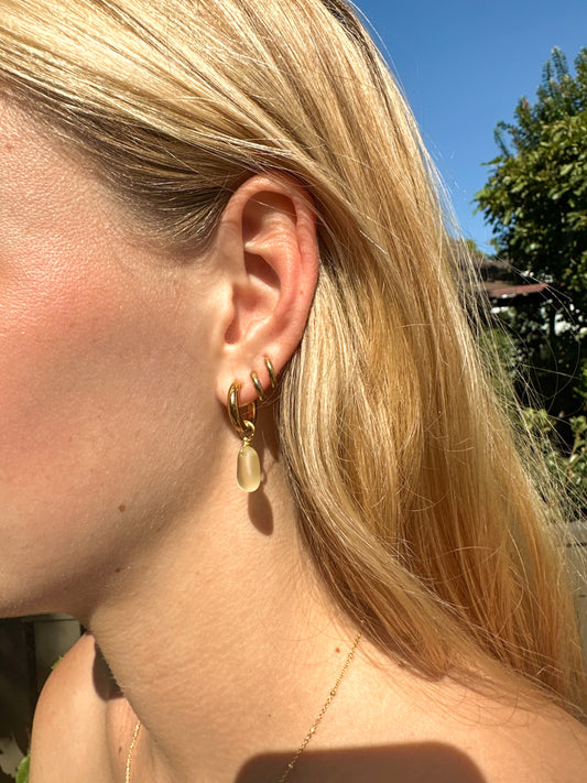 The Lihue Yellow Sea Glass Hoops