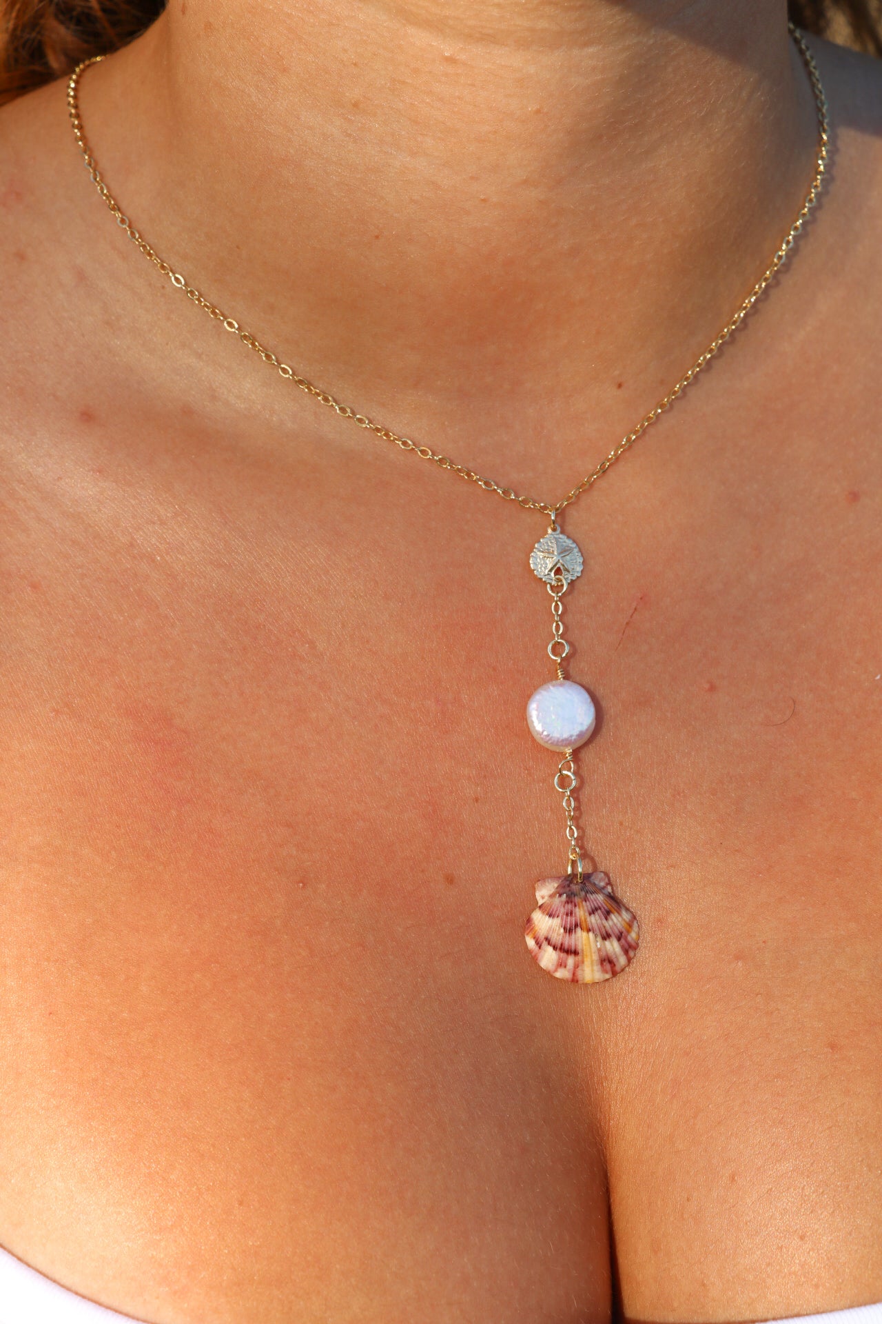 The Laie Gold Calico Shell Droplet Necklace #2