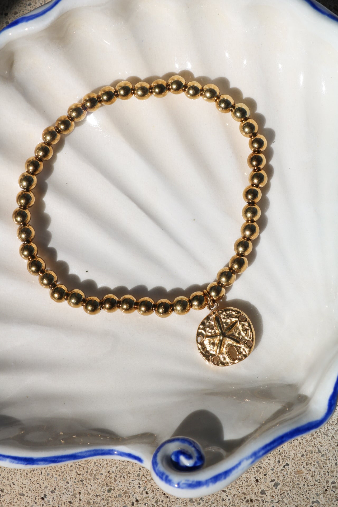 Gold Sand Dollar Beaded Bracelet