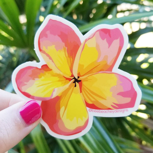 Peach Plumeria Sticker