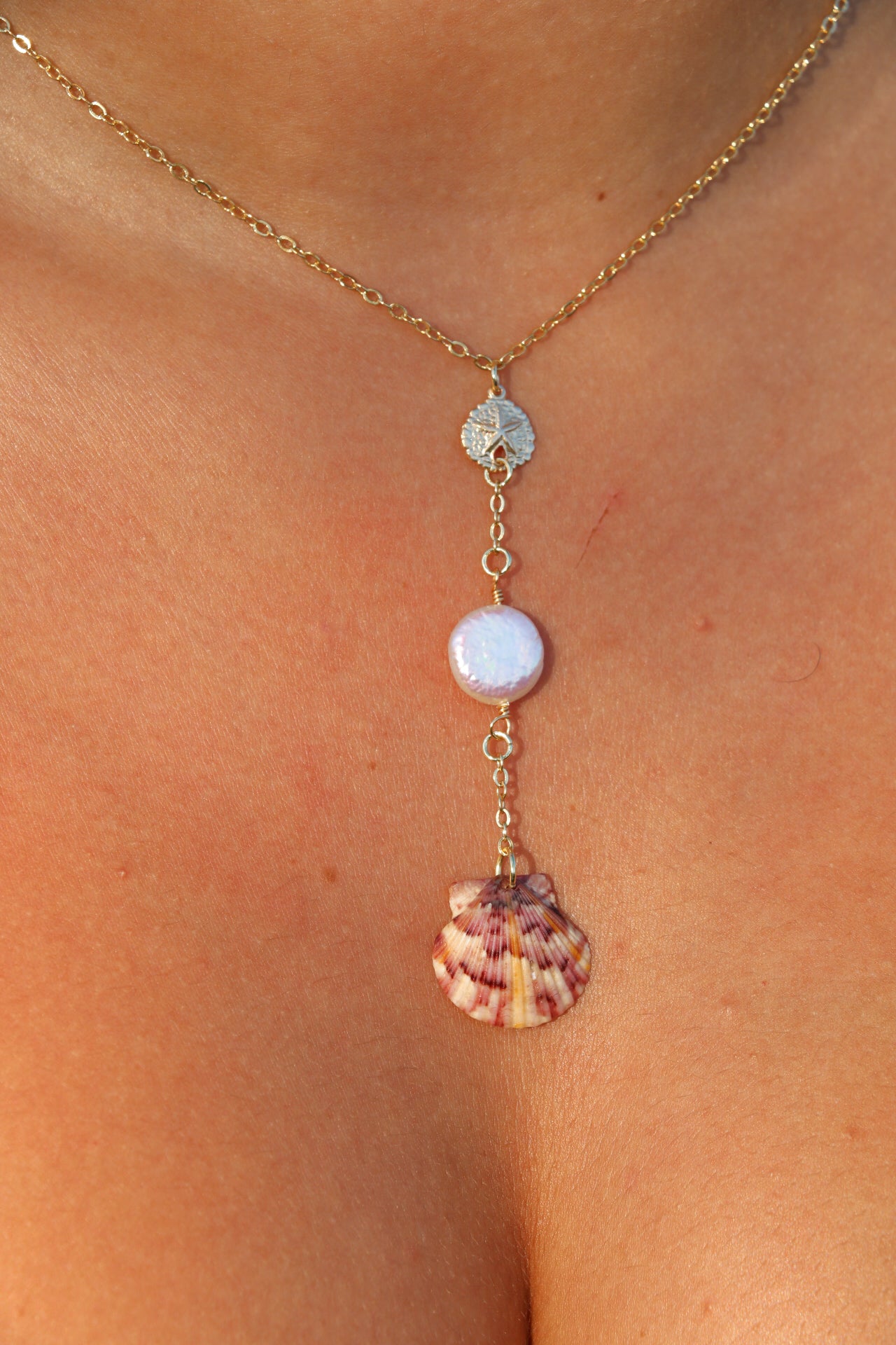 The Laie Gold Calico Shell Droplet Necklace #2