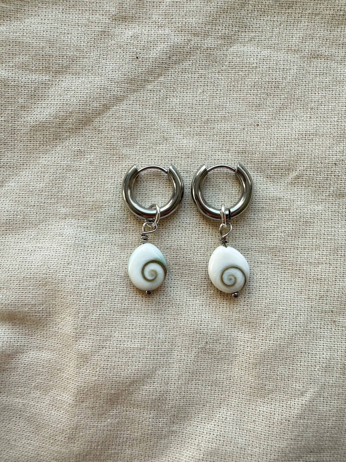 The Ahulani Shiva Shell Silver Hoops