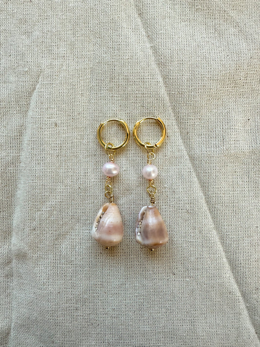 Gold Hawaiian Cone Shell Hoops