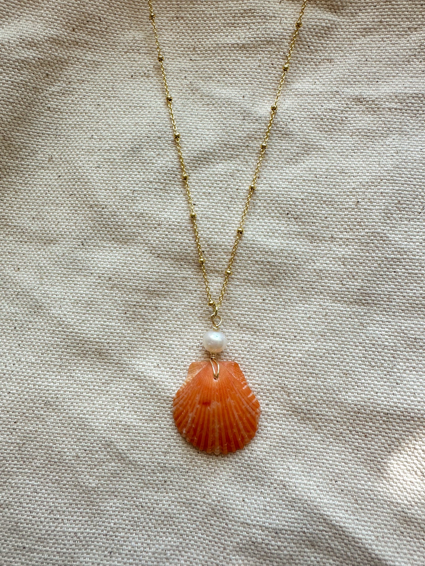 Key Largo Orange Calico Shell Necklace