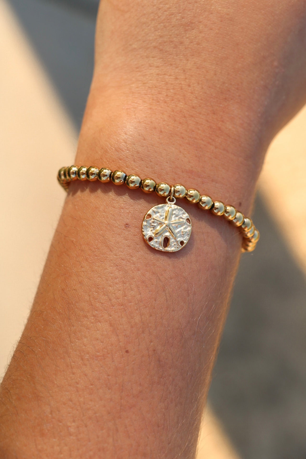 Gold Sand Dollar Beaded Bracelet