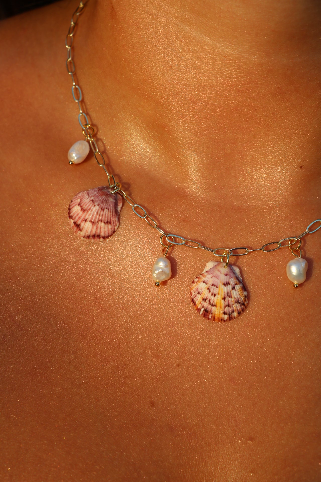 The Palm Beach Calico Shell Gold Charm Necklace