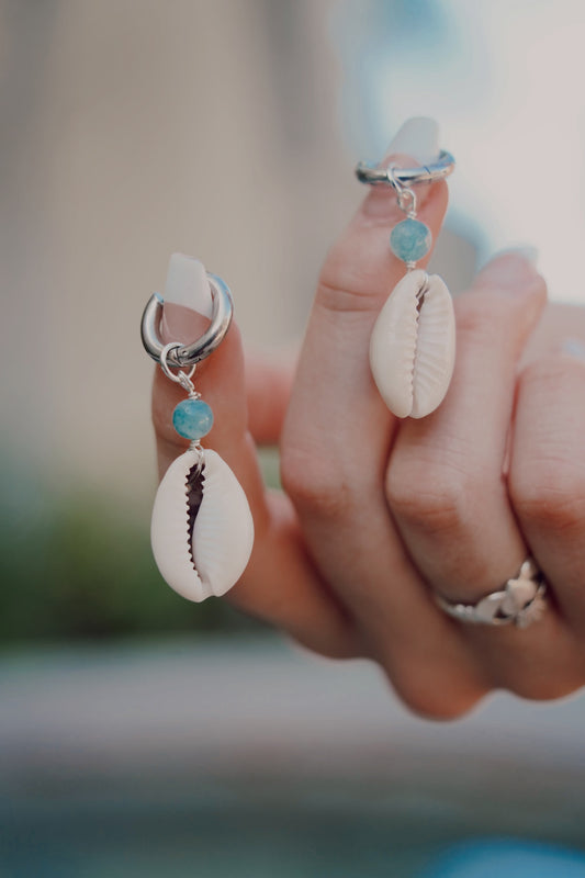 The Wailea Silver Cowrie Shell Hoops