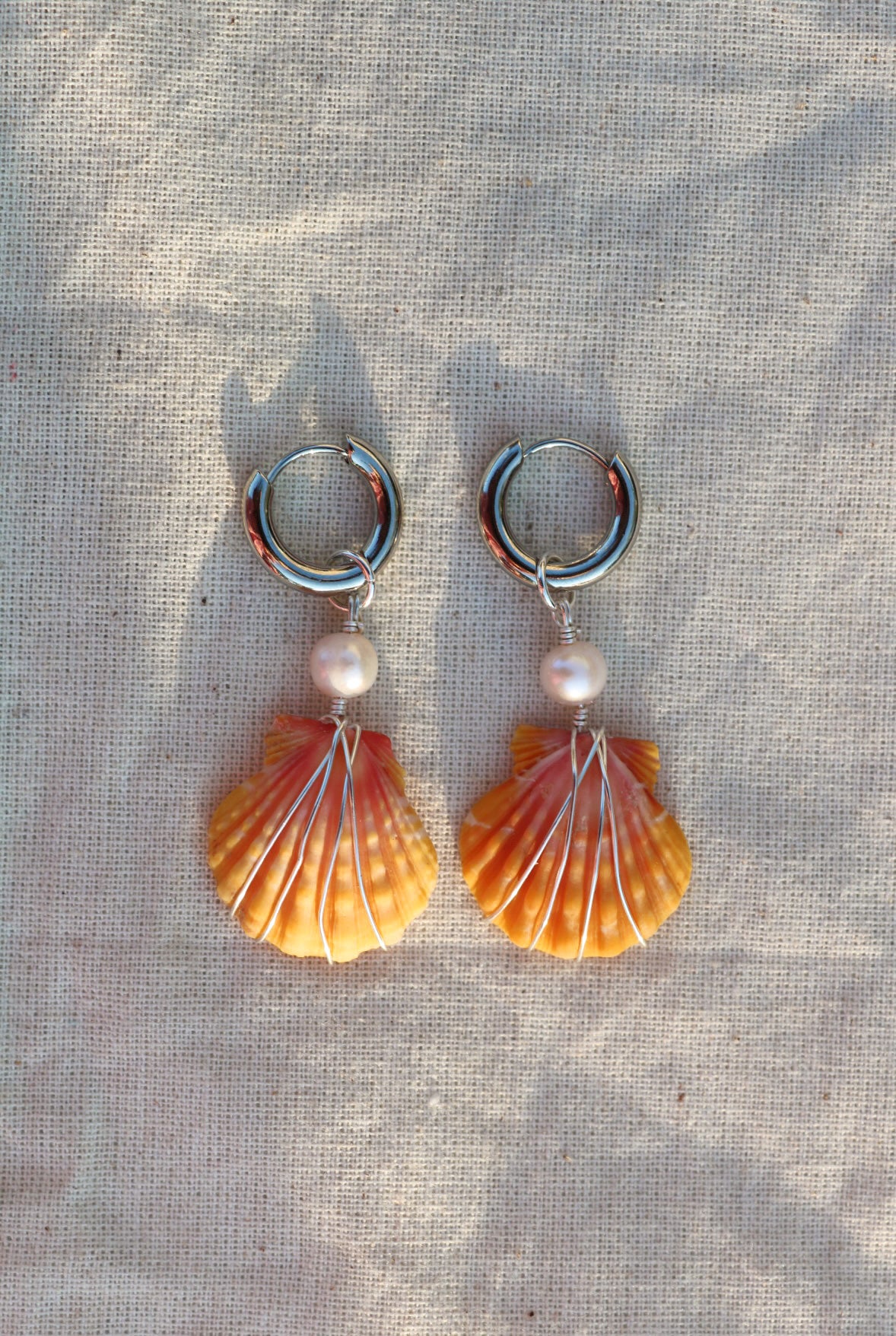 Silver Sunrise Shell Hoops