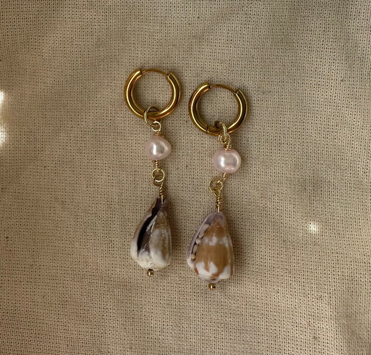 Gold Hawaiian Cone Shell Hoops #3