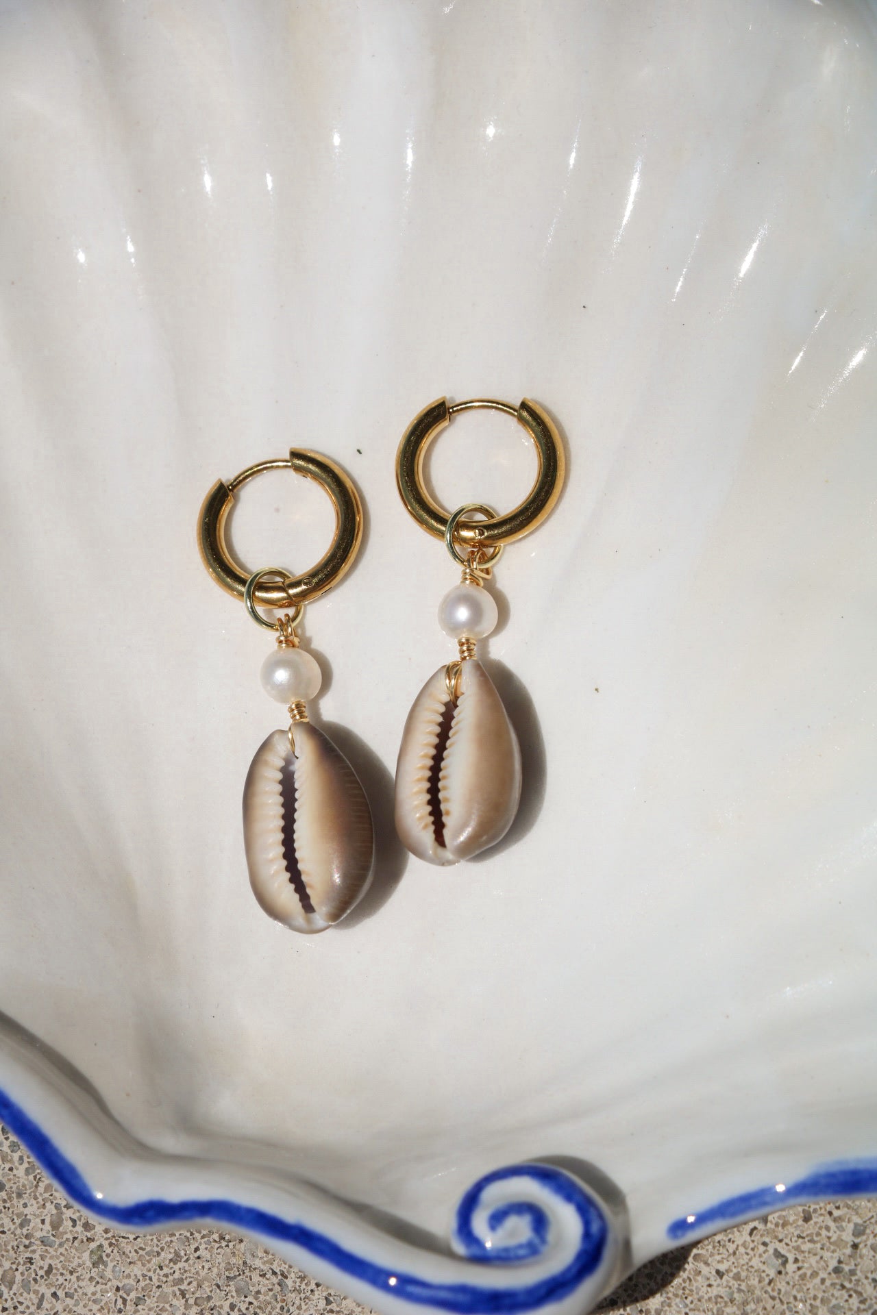 Brown Kaimana Gold Hoops