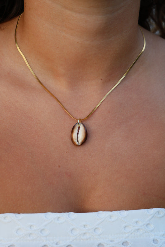 The Kuhio Brown Cowrie Gold Necklace