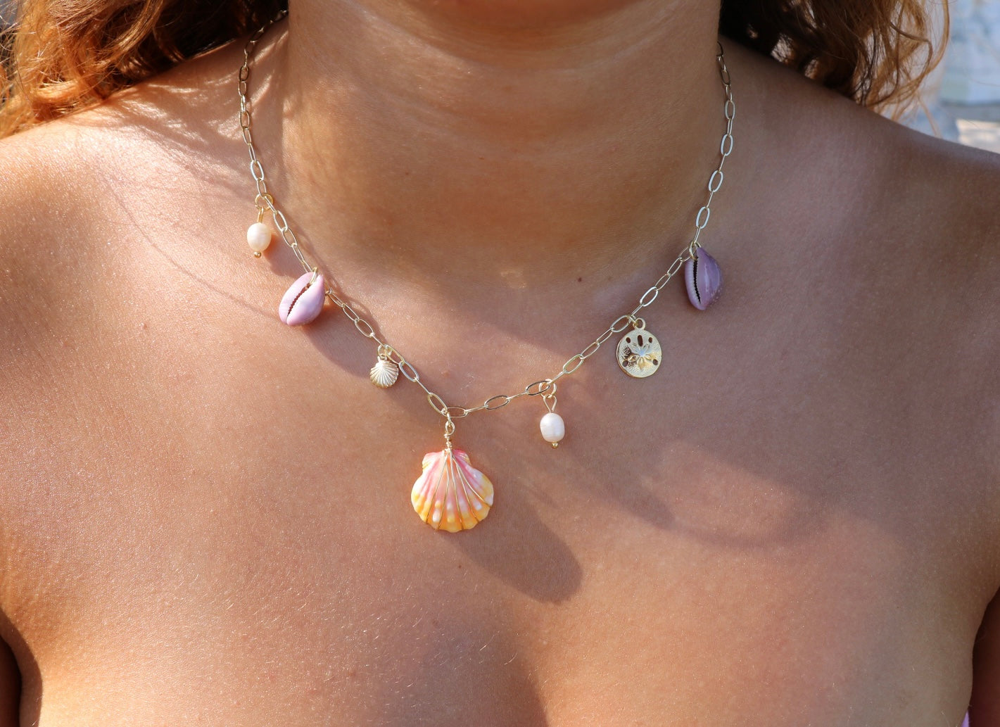 Sunrise Shell Gold Charm Necklace