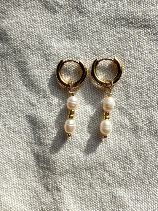 The Moana Freshwater Pearl Gold Hoops