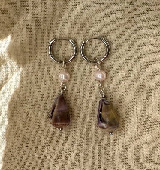 Silver Hawaiian Cone Shell Hoops