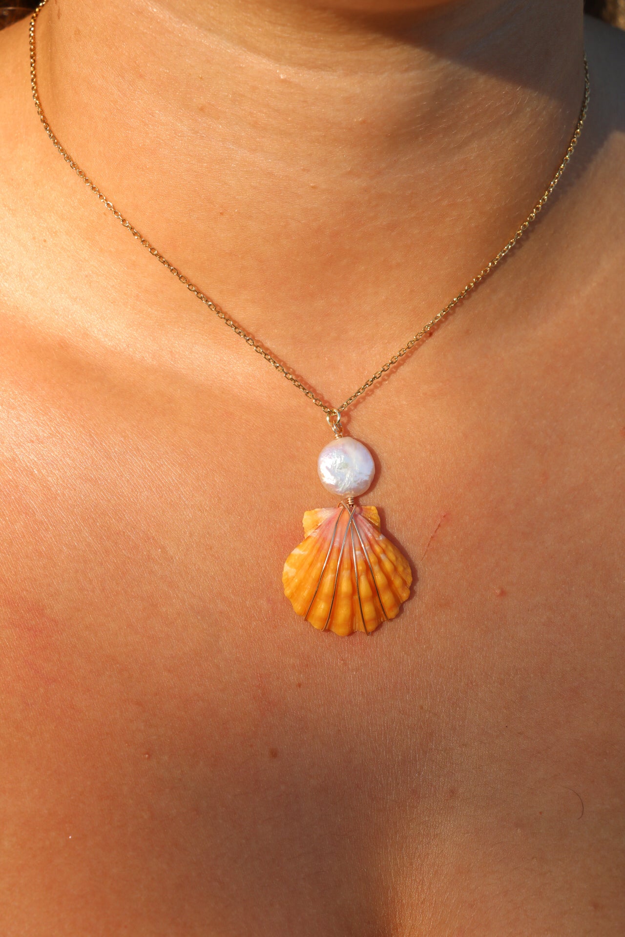Gold Sunrise Shell Necklace