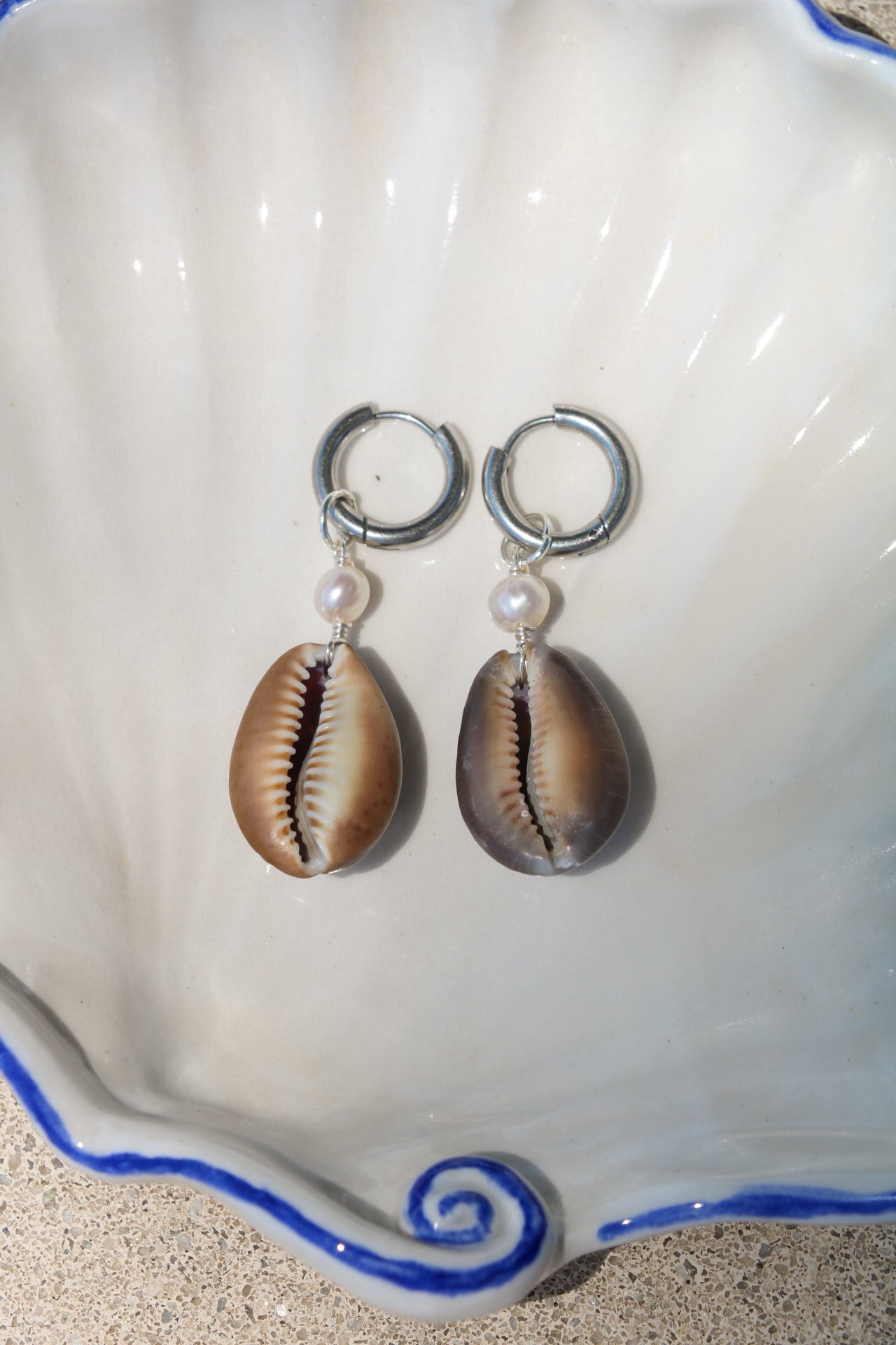 Brown Kaimana Silver Hoops
