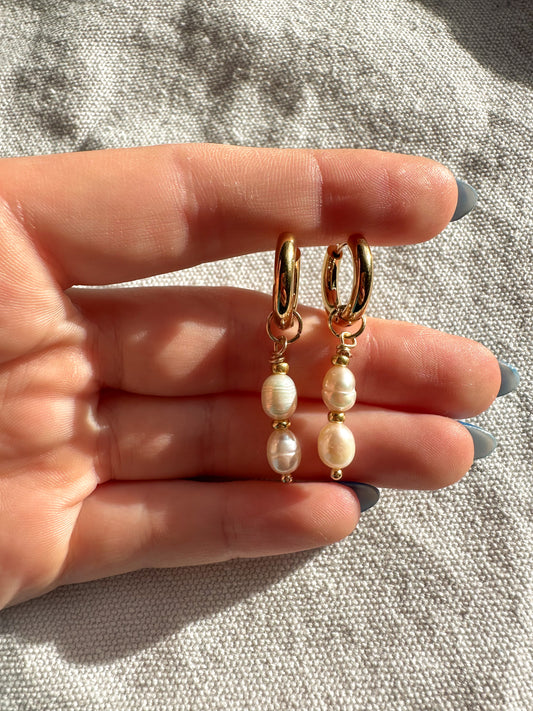 The Lolana Freshwater Pearl Gold Hoops