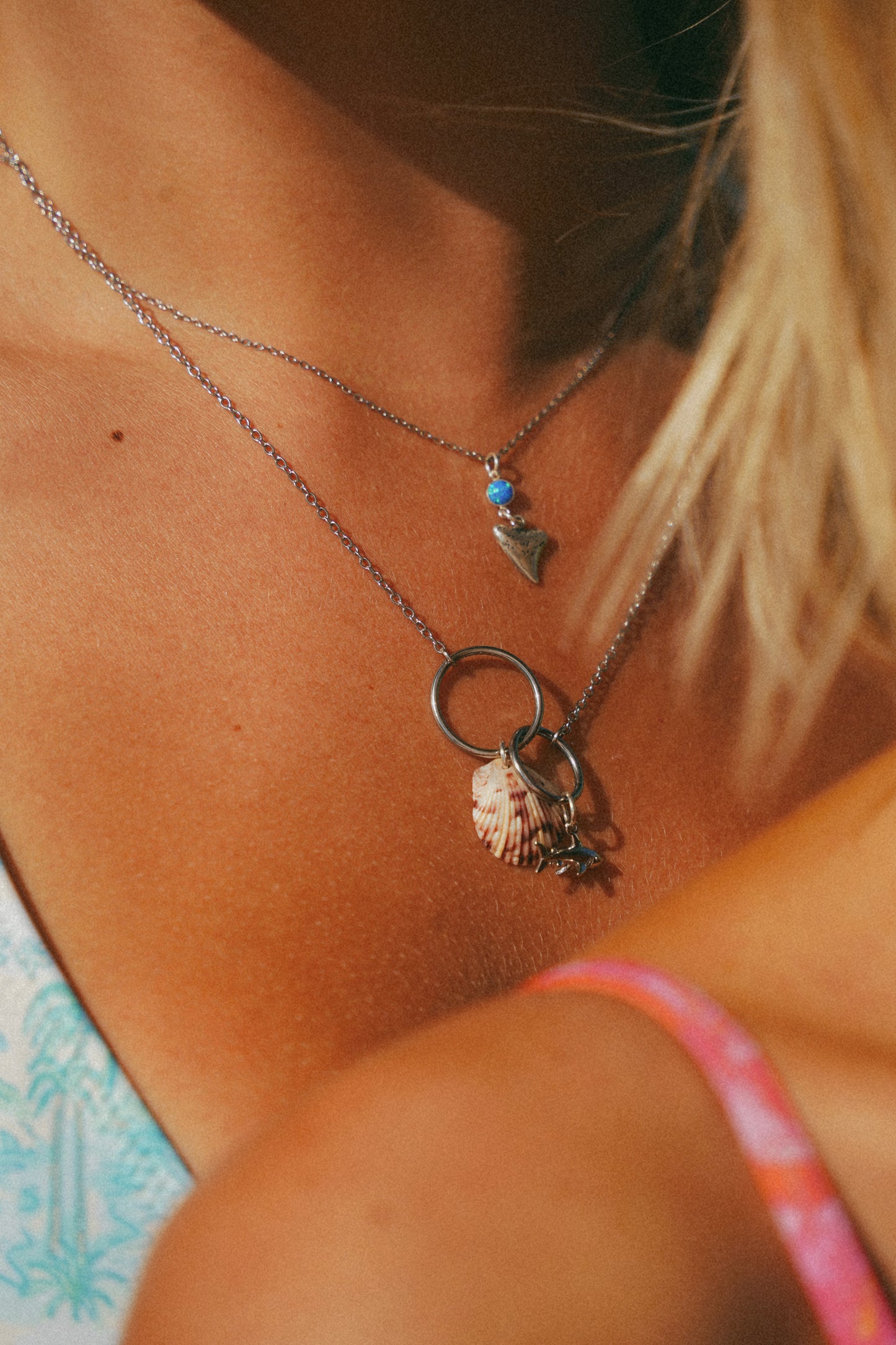 Silver Lemon Shark Blue Opal Necklace
