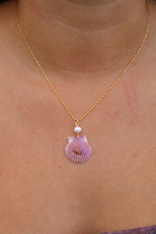 Sunburst Calico Shell Waikiki Gold Necklace