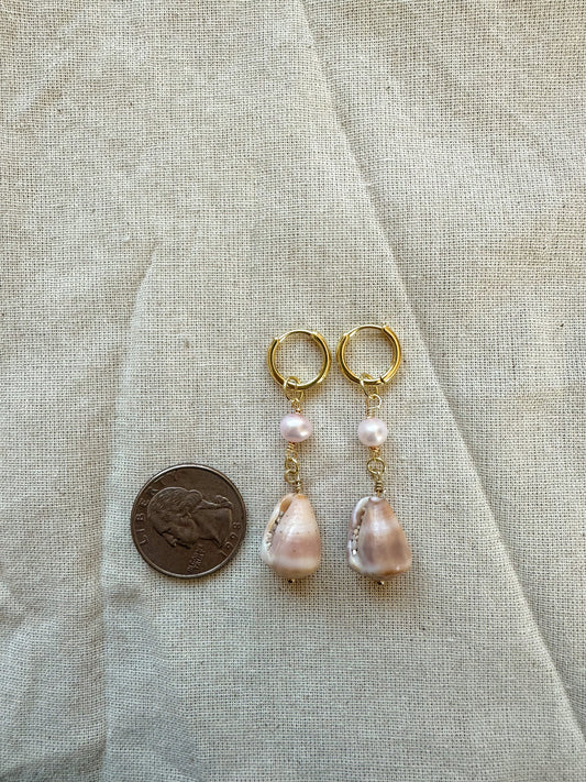 Gold Hawaiian Cone Shell Hoops