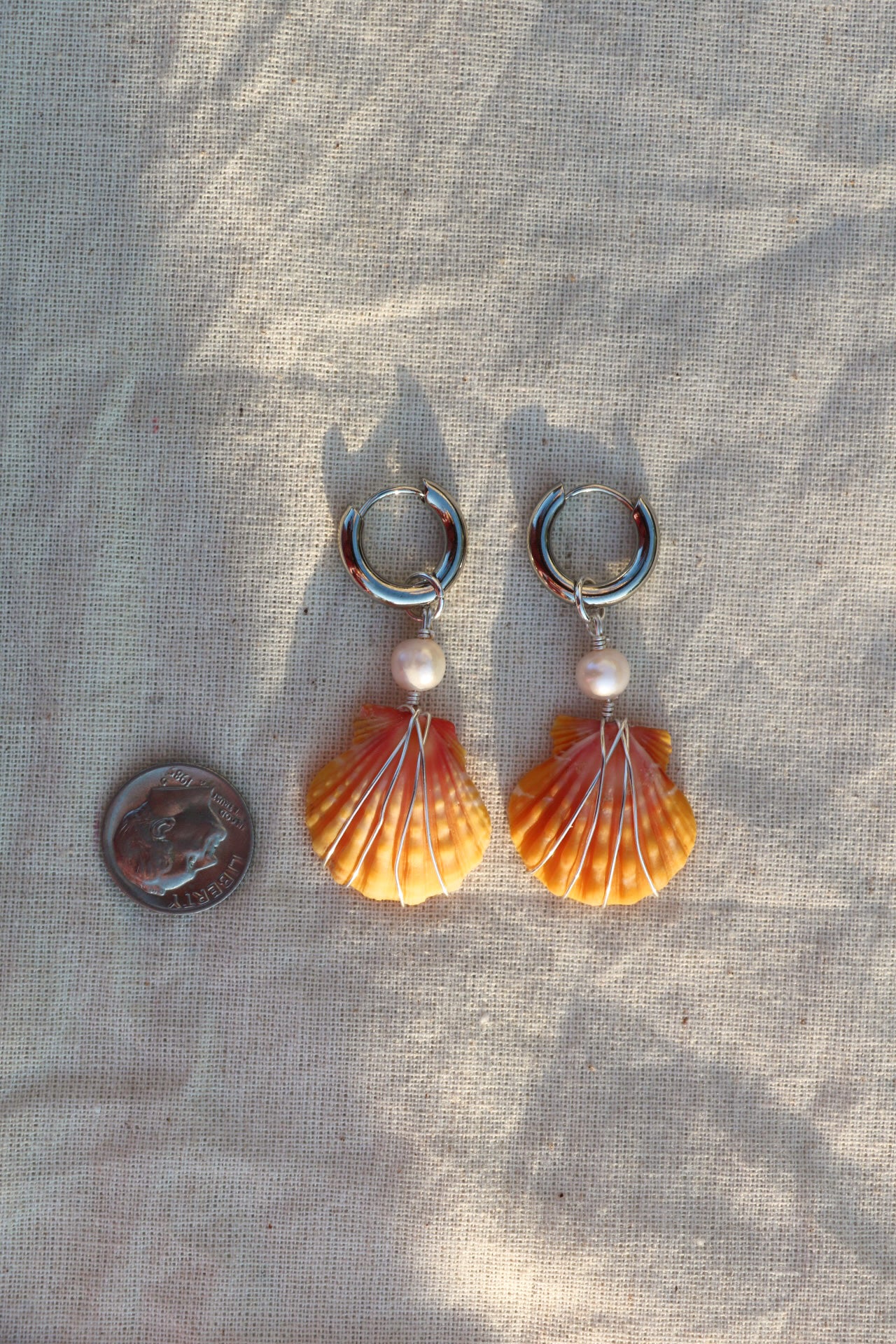 Silver Sunrise Shell Hoops