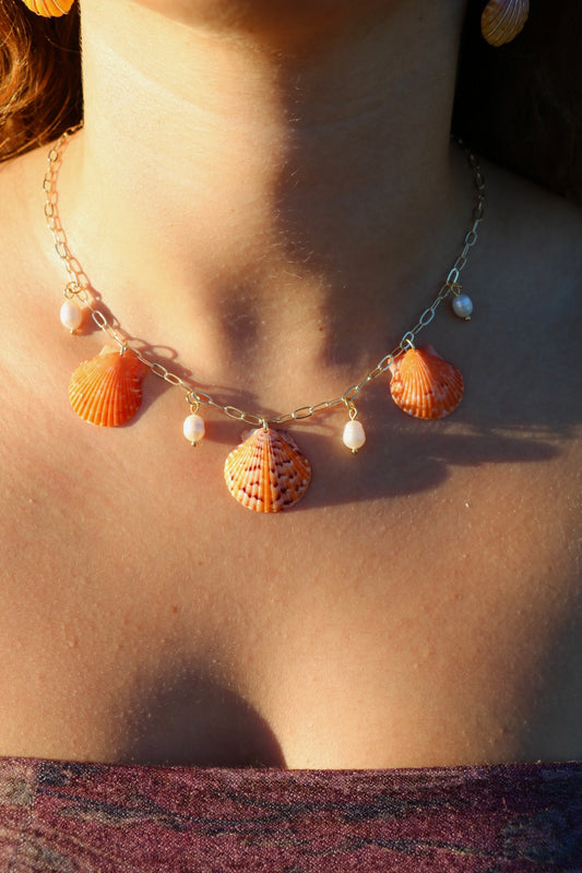 Gold Palm Beach Charm Necklace- Multicolored